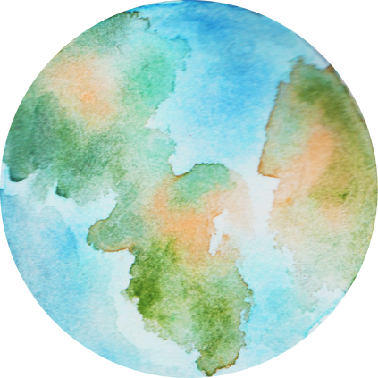 Hand-Painted Watercolor Space Galaxy Earth Blue and Green Planet